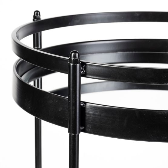 Ada Round Shape Black Metal Frame Two-Tier w/Glass Shelf Bar Cart - Image 5