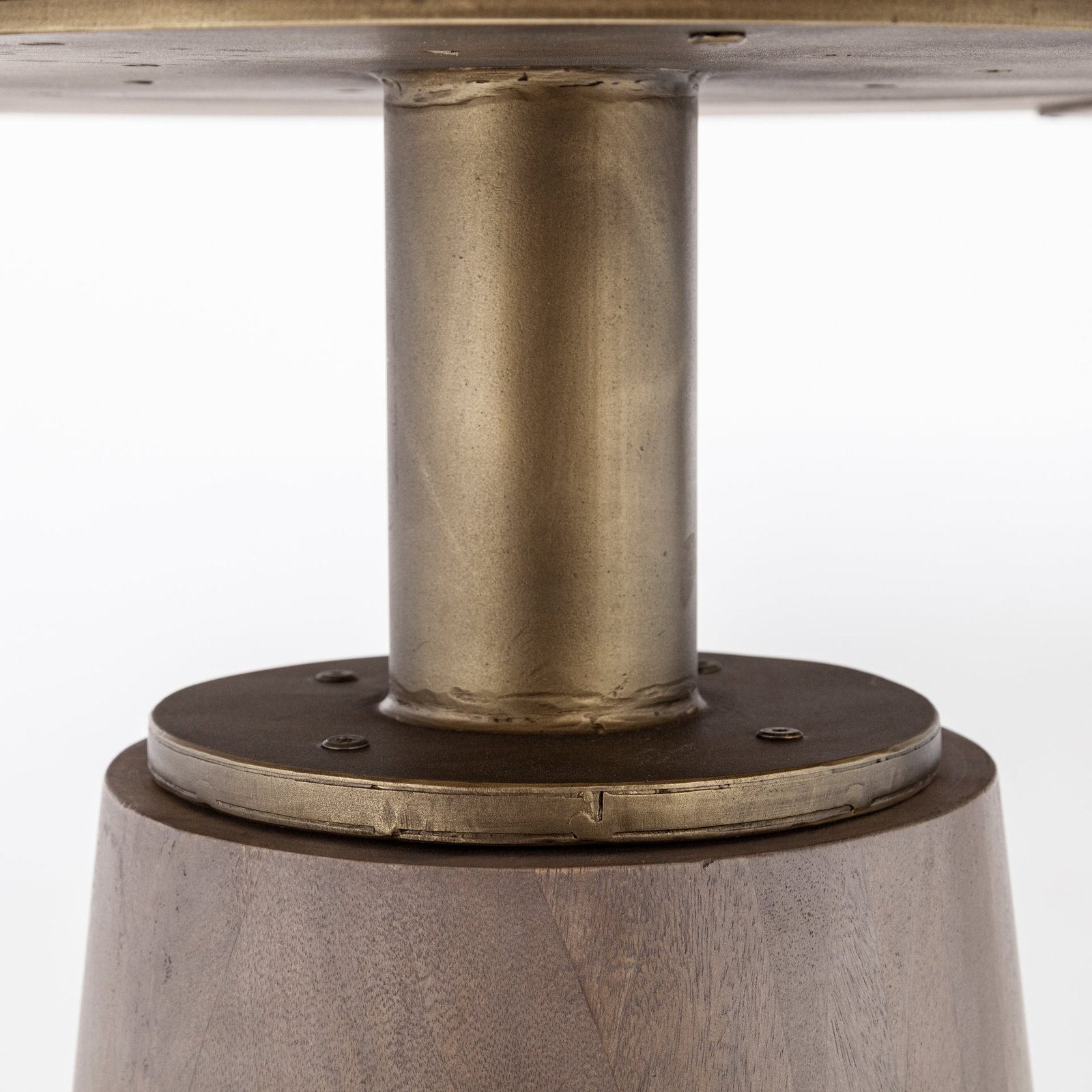 Maxwell II 54" Round Brown Solid Wood Top Brown Wood/Gold Metal Base Dining Table - Image 4