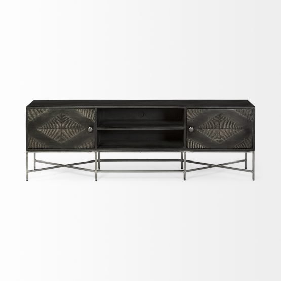 Hogarth I Dark Brown Solid Wood TV Stand Media Console with Storage TV up to 81" - Image 3