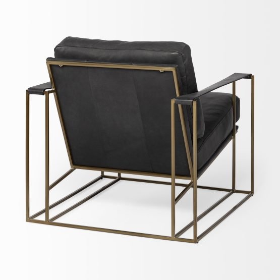 Watson Black Leather Wrap Gold Metal Frame Accent Chair - Image 5