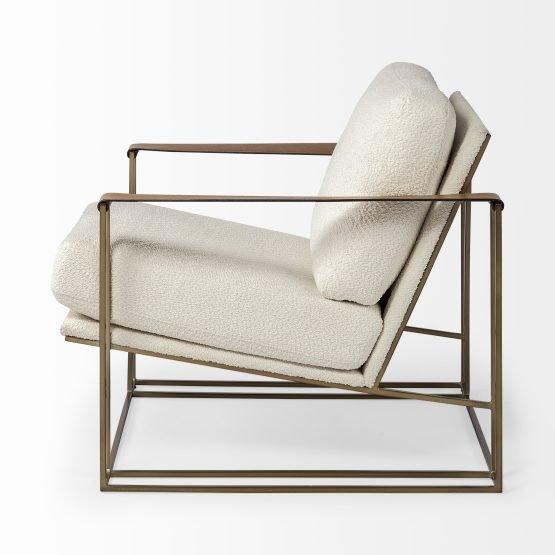Watson Cream Fabric Wrap Gold Metal Frame Accent Chair - Image 3