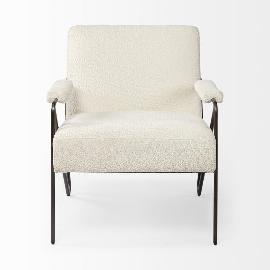 Vicunya Cream Fabric W/Gun Metal Gray Metal Frame Accent Chair - Image 2