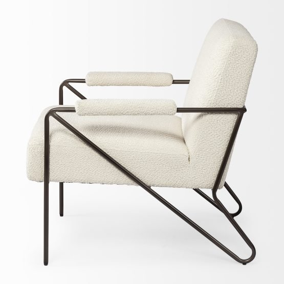 Vicunya Cream Fabric W/Gun Metal Gray Metal Frame Accent Chair - Image 3