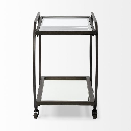 Chriselle Black Metal And Glass Two Tier Bar Cart - Image 3