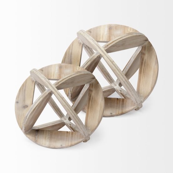 Bellatrix I (Small) 5L x 5W Natural Decorative Wooden Sphere - Image 3