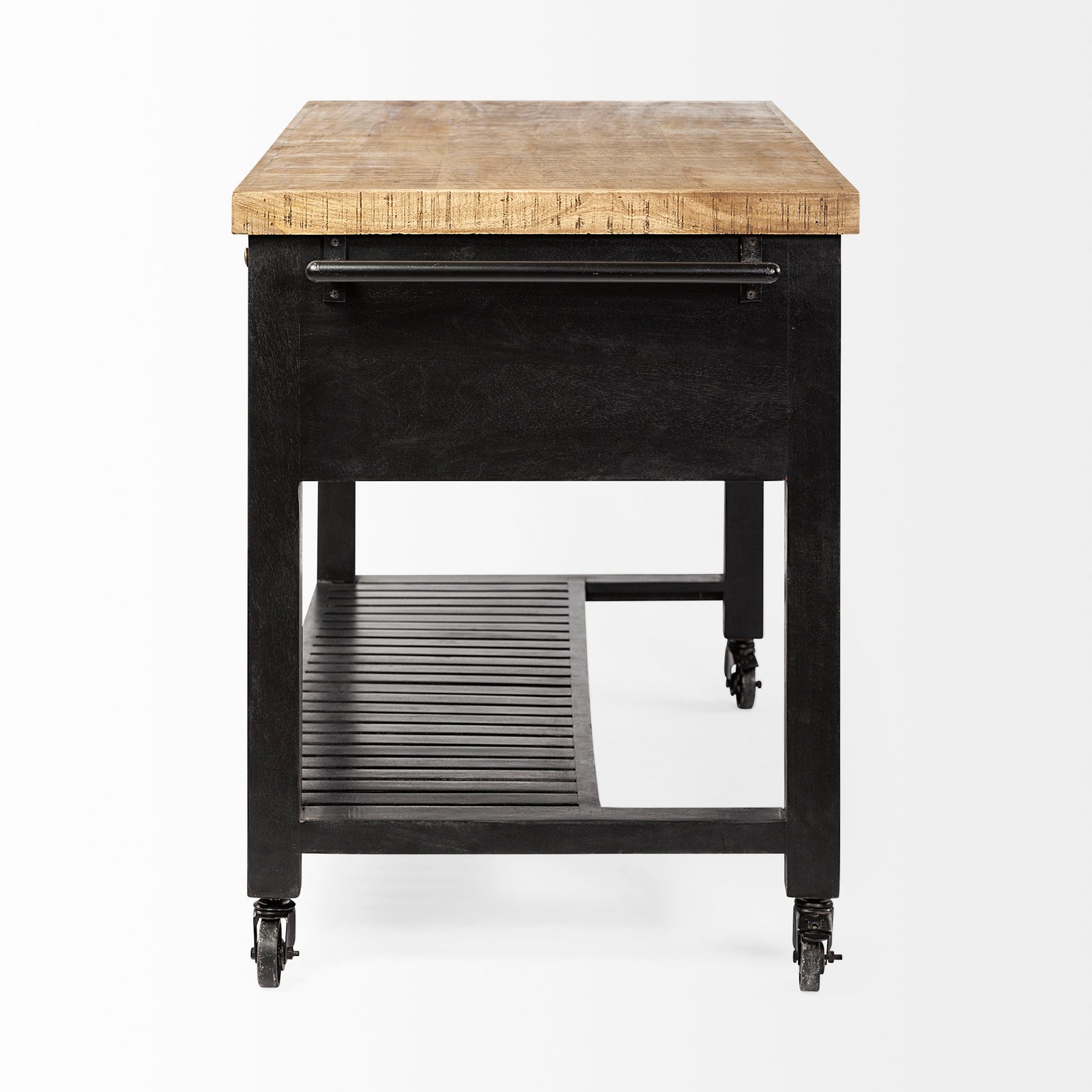 Columbia 62L x 28W x 36H Black Wooden Kitchen Island - Image 3