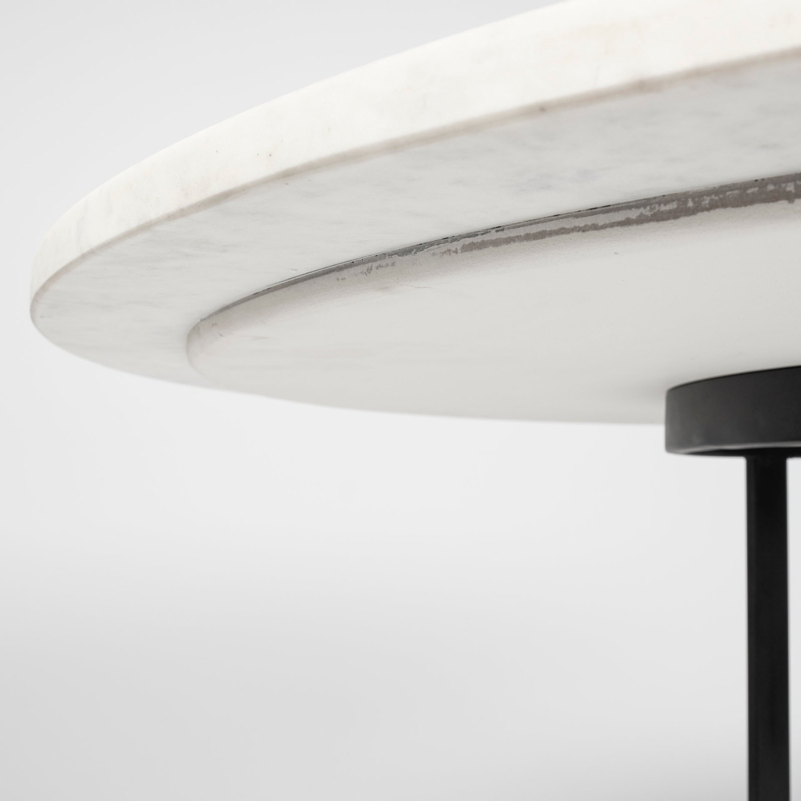 Tanner II 48" Round White Marble Top Black Metal Base Dining Table - Image 5