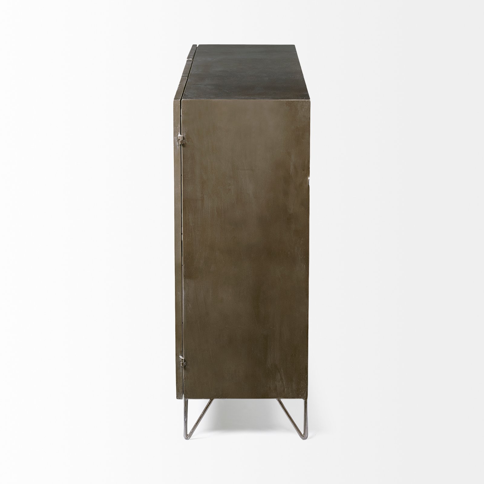 Pandora II 66" L Brown Wood and Metal Glass Door Display Cabinet - Image 3