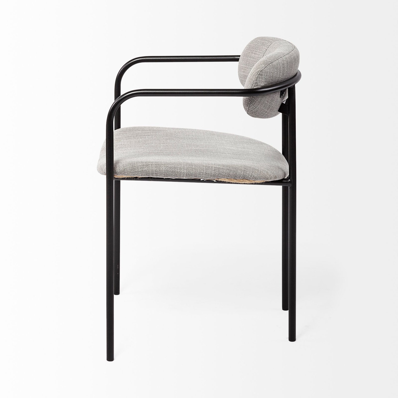 Parker Gray Fabric Seat Black Metal Dining Chair - Image 3