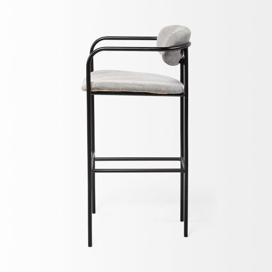 Parker Gray Fabric Seat Black Metal Bar Stool - Image 3
