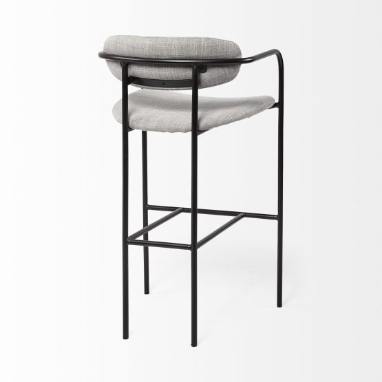 Parker Gray Fabric Seat Black Metal Bar Stool - Image 5