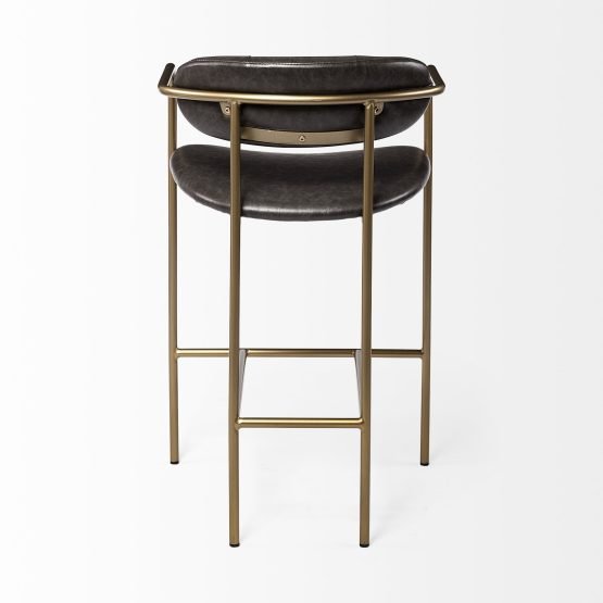 Parker Brown Faux Leather Seat Gold Metal Counter Stool - Image 4