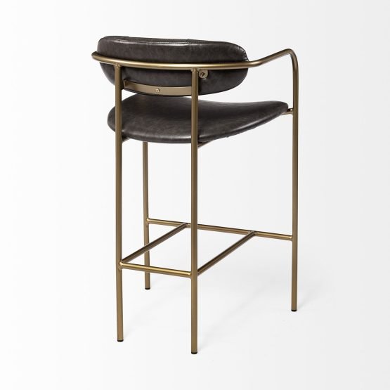 Parker Brown Faux Leather Seat Gold Metal Counter Stool - Image 5