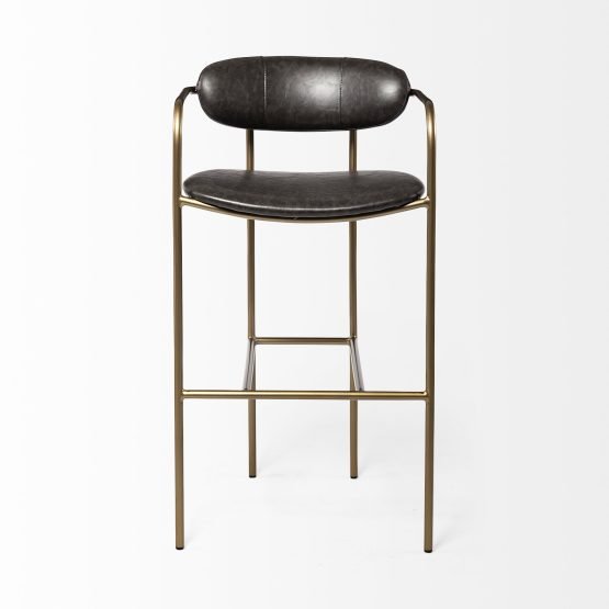 Parker Brown Faux Leather Seat Gold Metal Bar Stool - Image 2