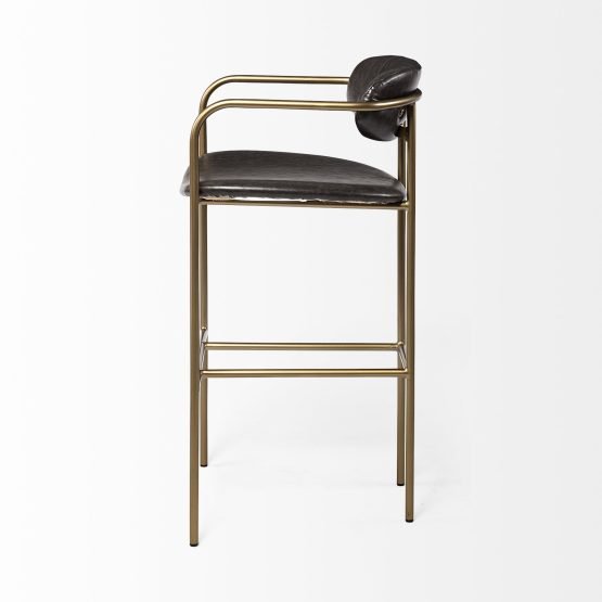 Parker Brown Faux Leather Seat Gold Metal Bar Stool - Image 3