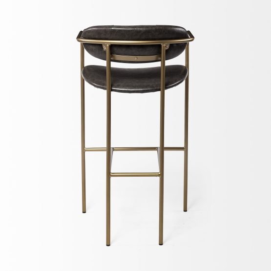 Parker Brown Faux Leather Seat Gold Metal Bar Stool - Image 4