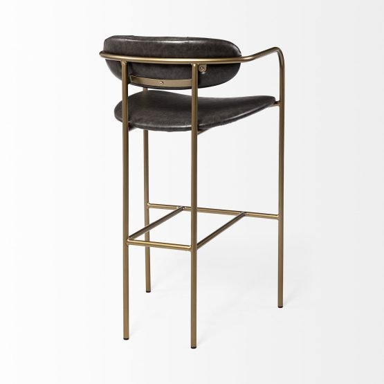 Parker Brown Faux Leather Seat Gold Metal Bar Stool - Image 5