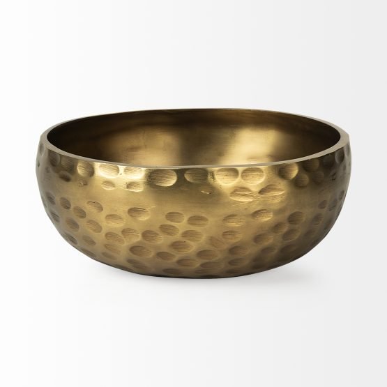 Karmel 12L x 12W Gold Hammered Aluminum Bowl - Image 2