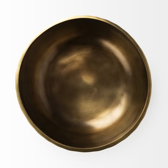 Karmel 12L x 12W Gold Hammered Aluminum Bowl - Image 3