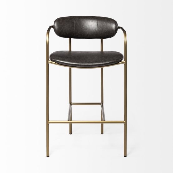 Parker Brown Faux Leather Seat Gold Metal Counter Stool - Image 2