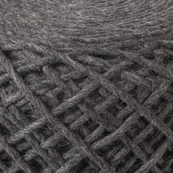Allium Dark Gray Handwoven Wool Cylindrical Pouf - Image 3