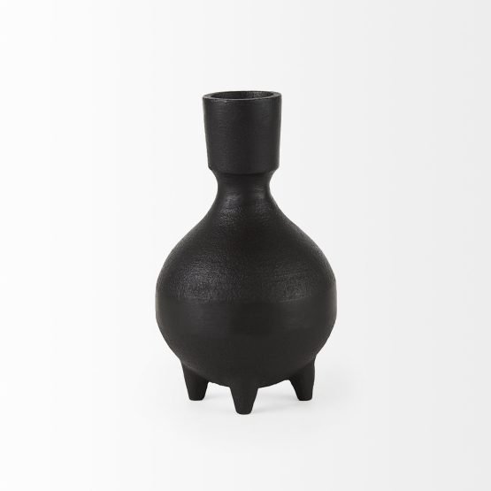 Cyrus 5.1L x 3.9W x 7.5H Black Spherical Vase W/ Flute Decorative Object - Image 2