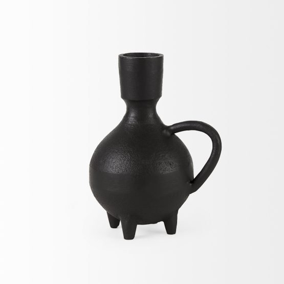 Cyrus 5.1L x 3.9W x 7.5H Black Spherical Vase W/ Flute Decorative Object - Image 3