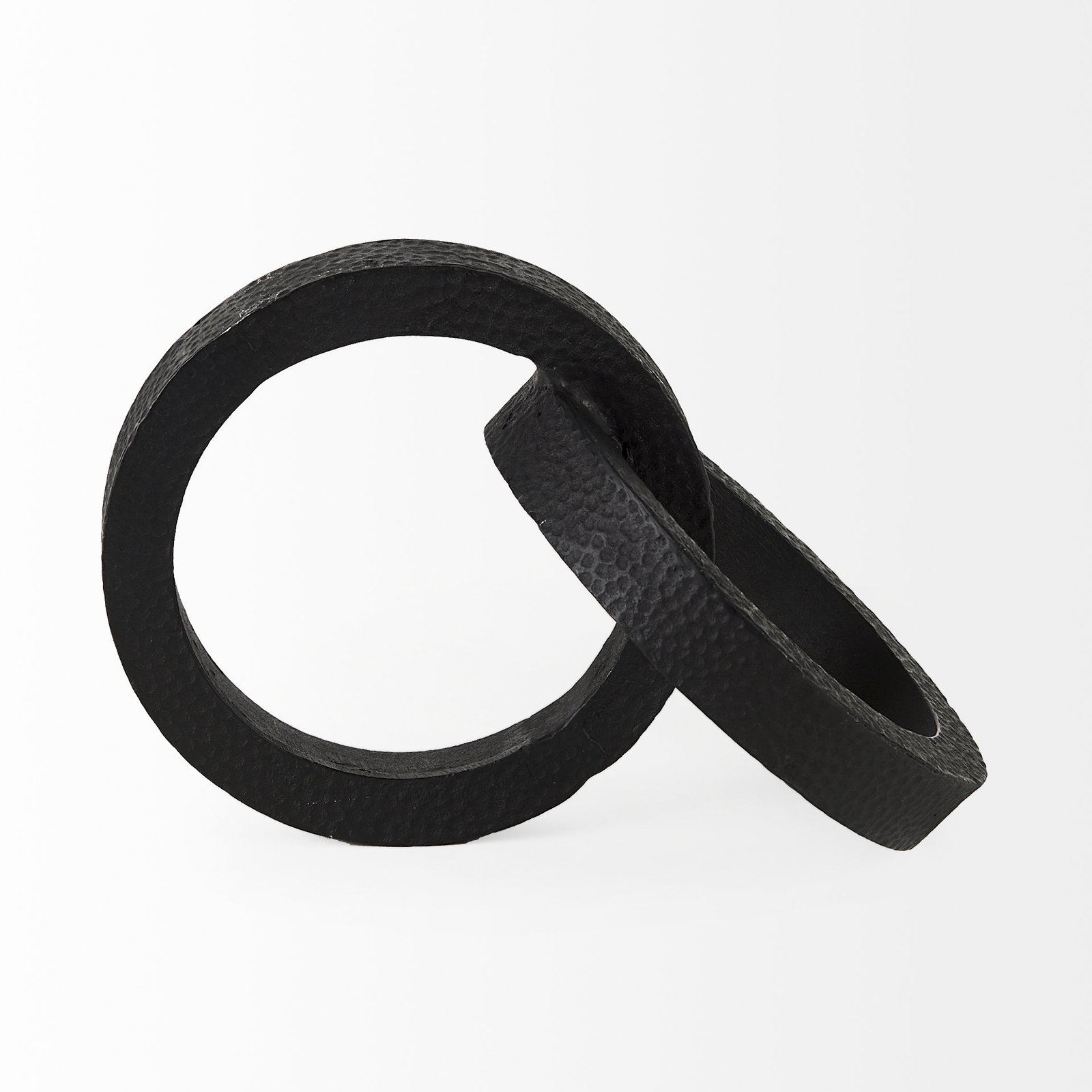 Rafiki 7.9L x 5.9W x 5.9H Two Silver Blackened Hammered Finish Metal Conjoined Circles - Image 2