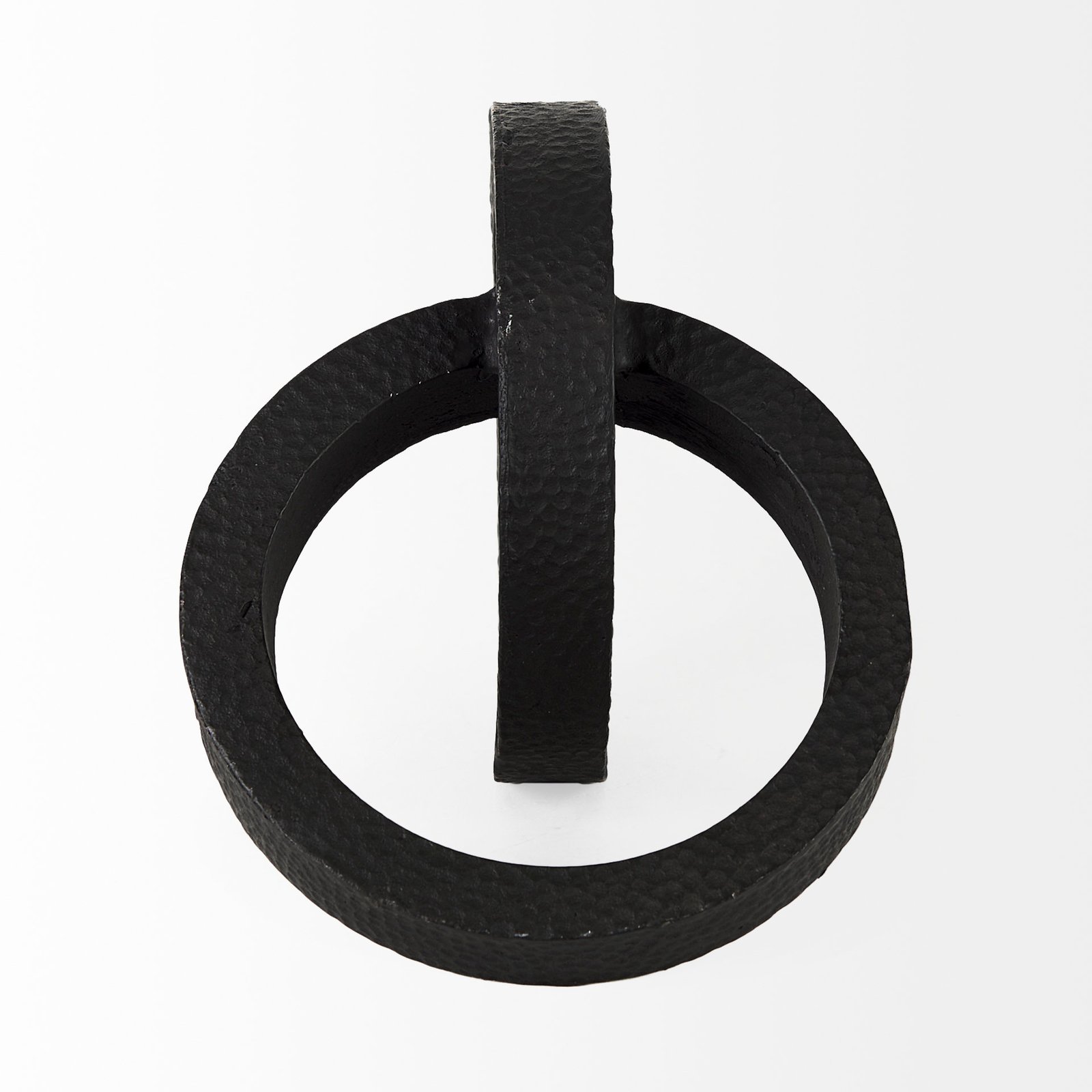 Rafiki 7.9L x 5.9W x 5.9H Two Silver Blackened Hammered Finish Metal Conjoined Circles - Image 3