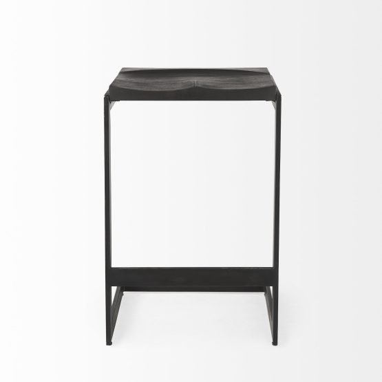 Kiran 17L x 17W x 26H Black Wood W/ Black Metal Base C-Shape Counter Stool - Image 2