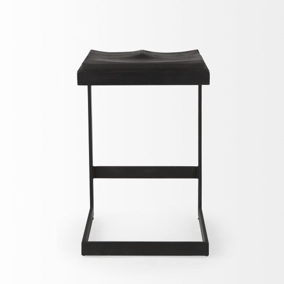 Kiran 17L x 17W x 26H Black Wood W/ Black Metal Base C-Shape Counter Stool - Image 4