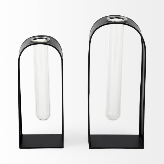 Boyer 5.1L x 3.0W x 12.0H Black Metal W/Glass Set of Two Test Tube Decorative Objects - Image 2