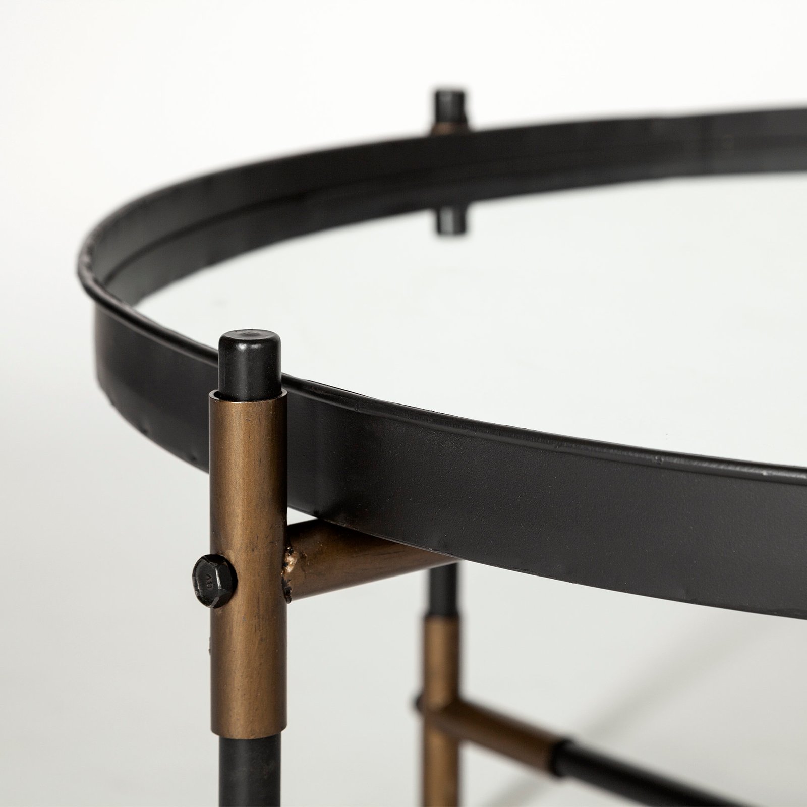 Marshall 32L x 32W Black Round Mirrored Top W/Metal Base Coffee Table - Image 3