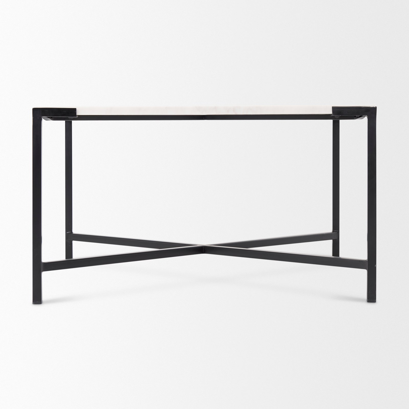 Lucas 30x30 White Marble Top Black Metal Base Coffee Table - Image 4
