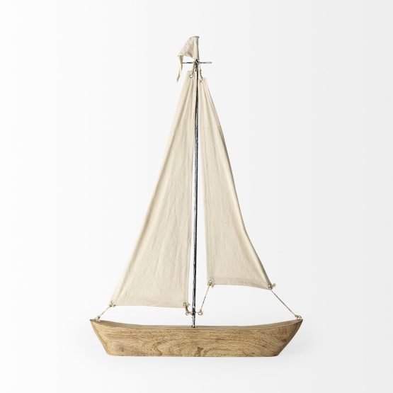 Tartane Large 22L x 2W Brown/Cream Nautical Inspired Sailboat - Image 2