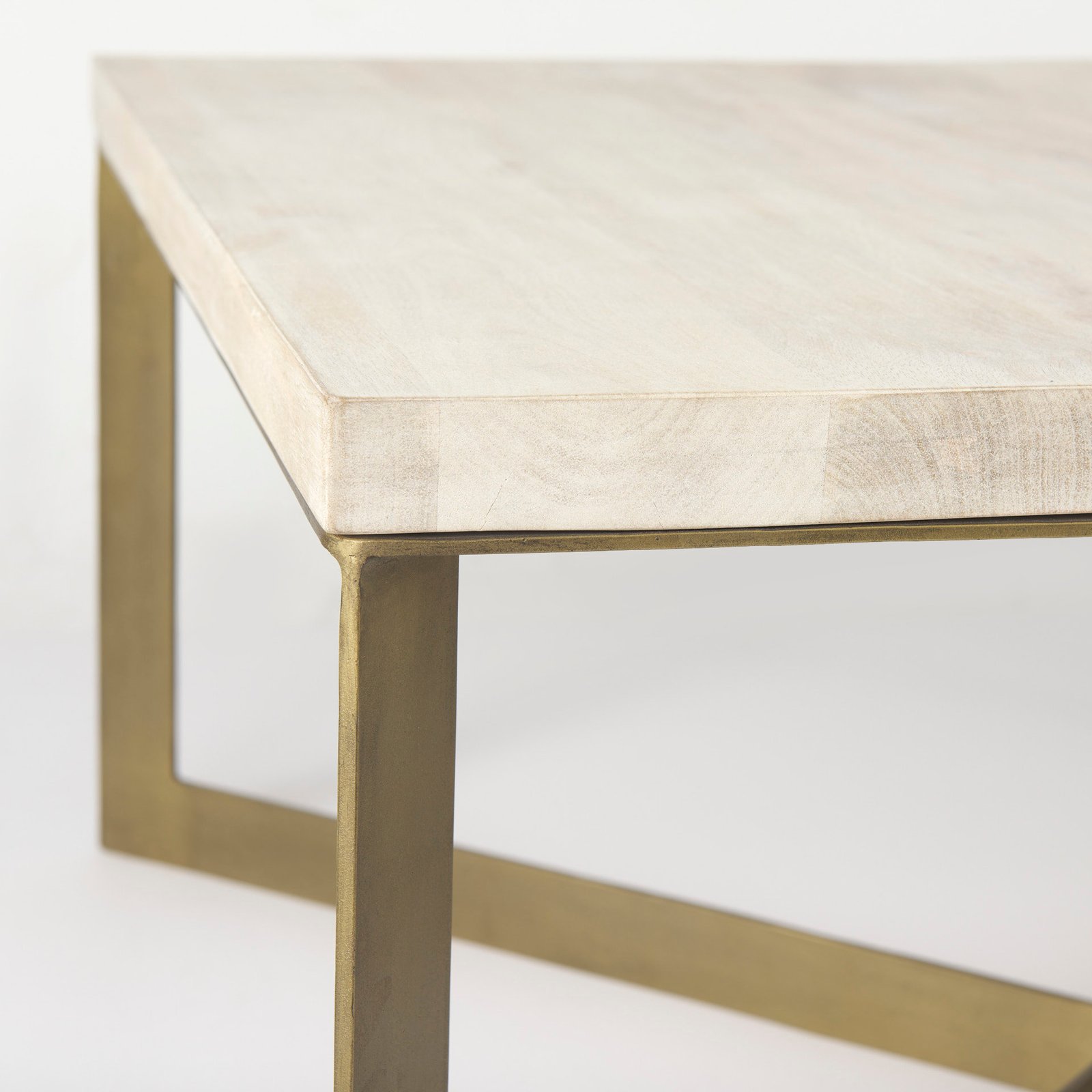 Faye 34L x 34W x 17H Barely Gray Finished Wood W/Gold Metal Base Square Coffee Table - Image 5