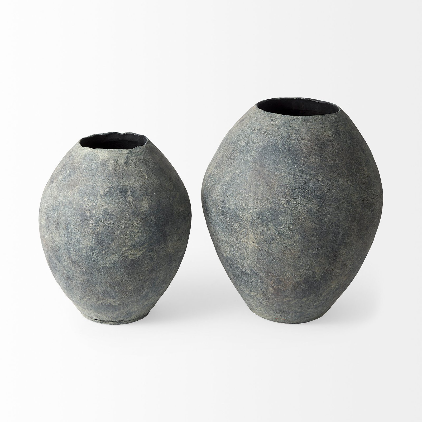 Gobi 20L x 23H Small Gray Ceramic Oval Vase - Image 2