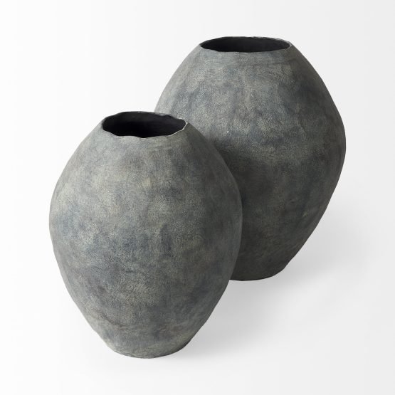Gobi 20L x 23H Small Gray Ceramic Oval Vase - Image 3
