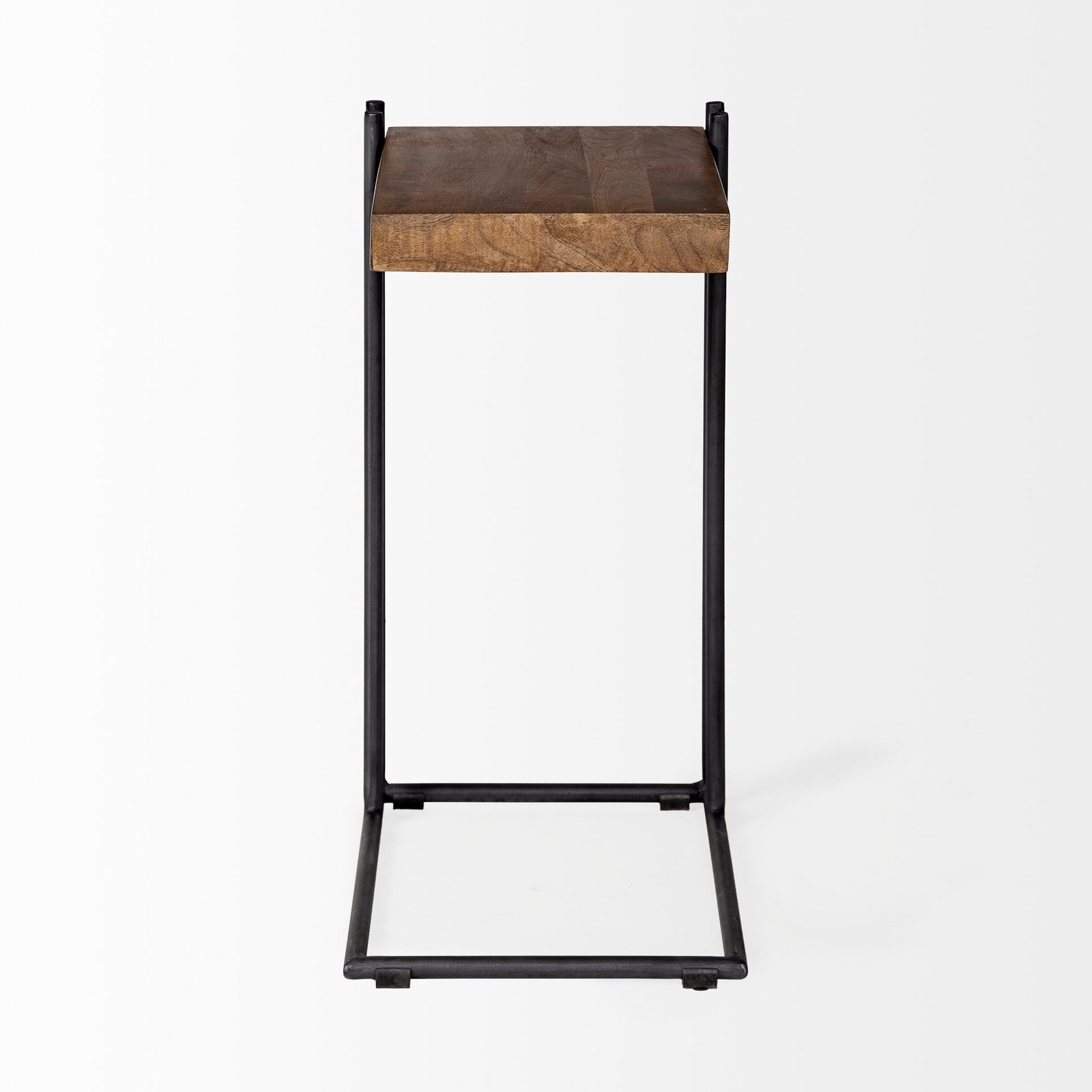 Maddox 16L x 13.5W x 27H Medium Brown Wood w/ Black Metal C-shaped End/Side Table - Image 5