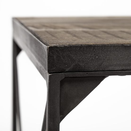 Trestman II 24" x 22.5" Square Top Medium Brown Wood and Iron Cross Braced End/Side Table - Image 4