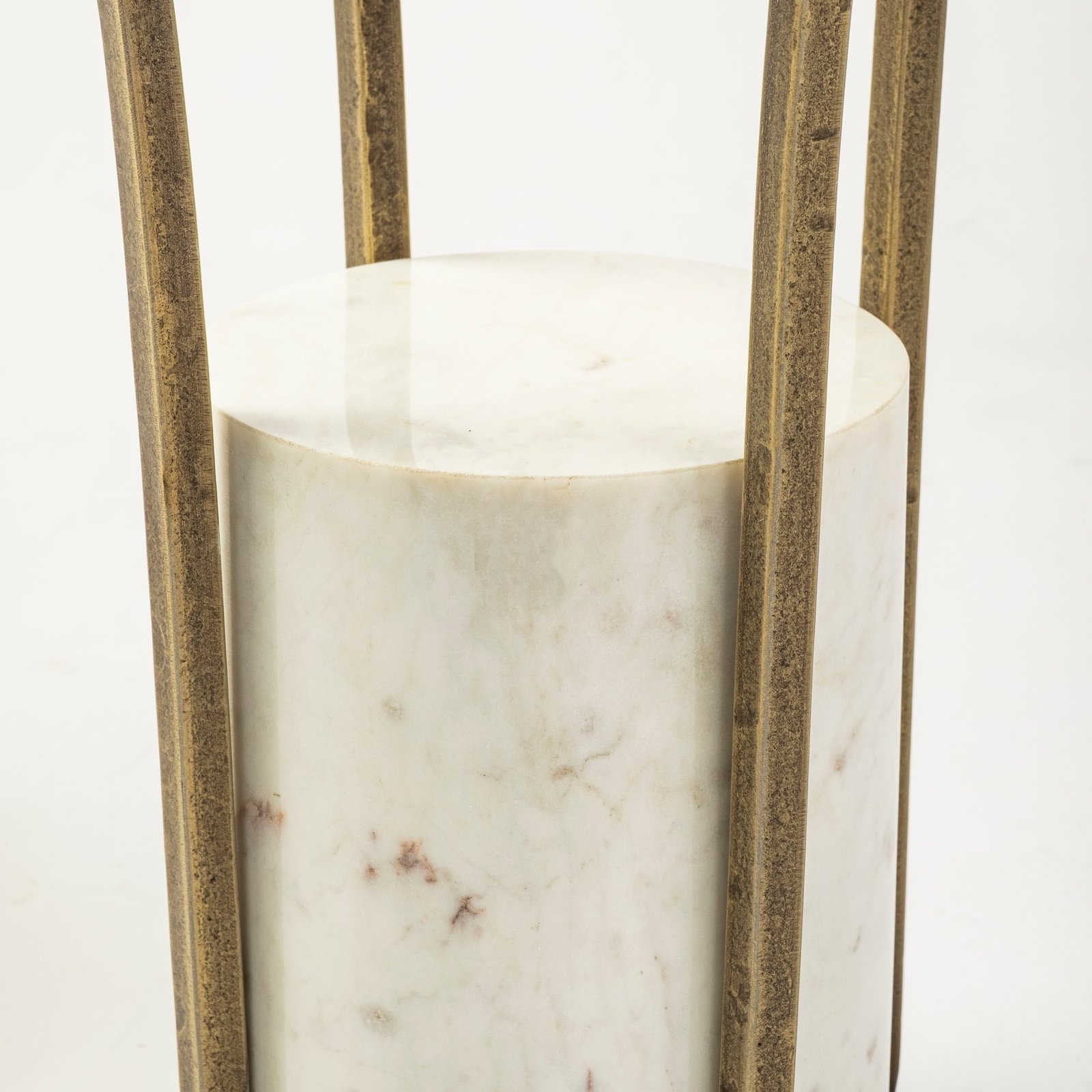 Jacinta II 21" Round Glass Top Metal and Marble Pedestal End/Side Table - Image 3