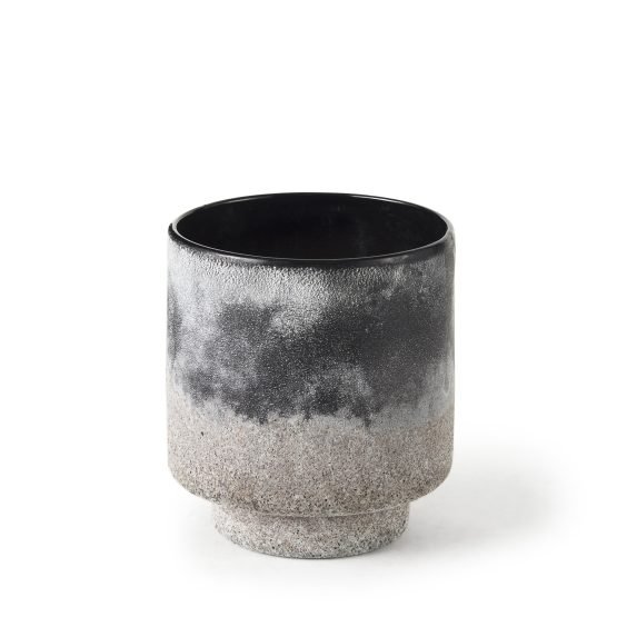 Squally 6.0L x 6.0W x 6.4H Black/Brown Ceramic Ombre Textured Small Vase