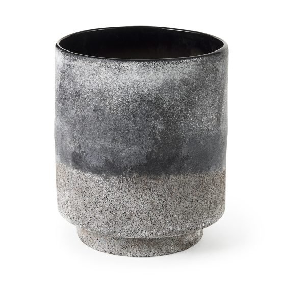 Squally 8.0L x 8.0W x 8.6H Black/Brown Ceramic Ombre Textured Vase