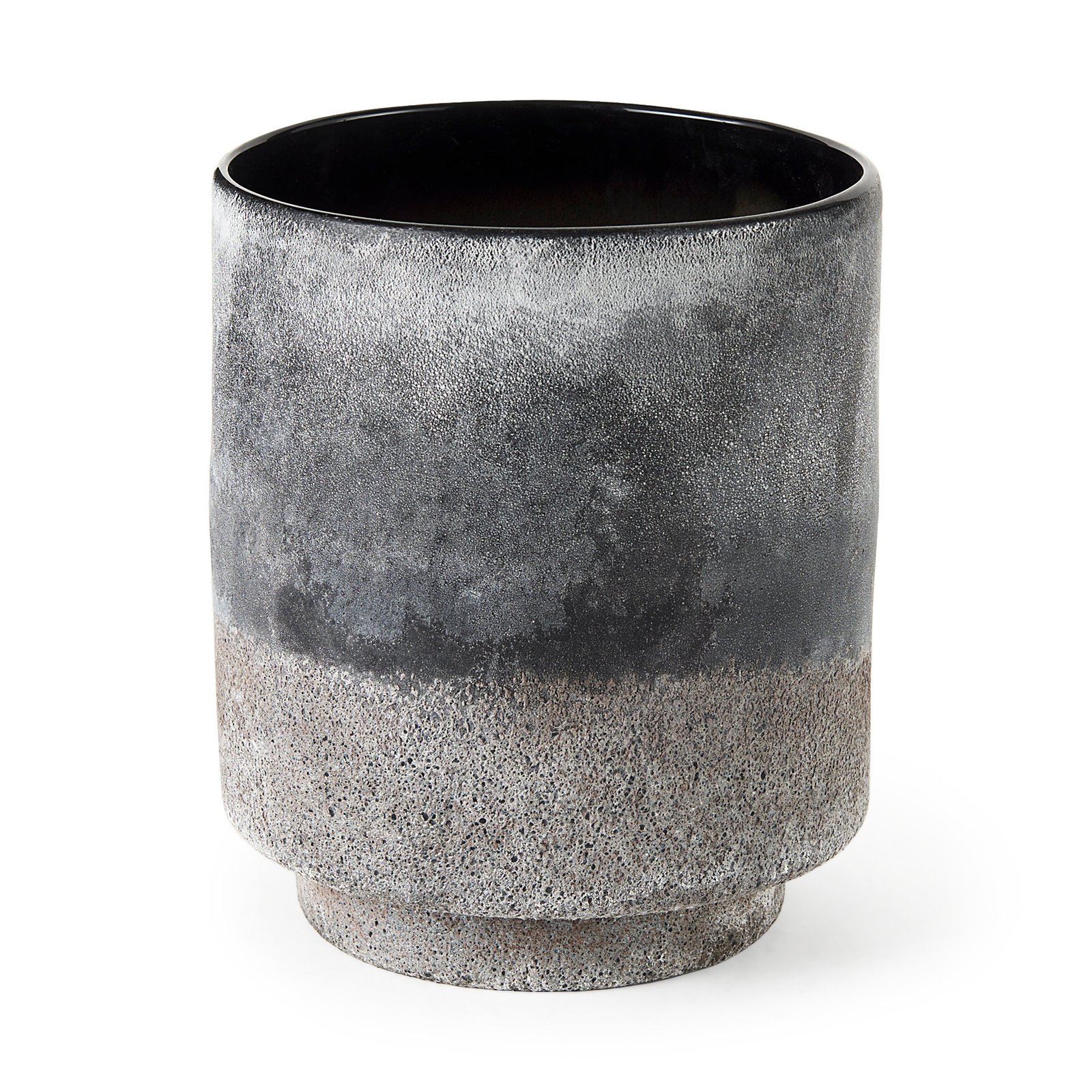 Squally 8.0L x 8.0W x 8.6H Black/Brown Ceramic Ombre Textured Vase