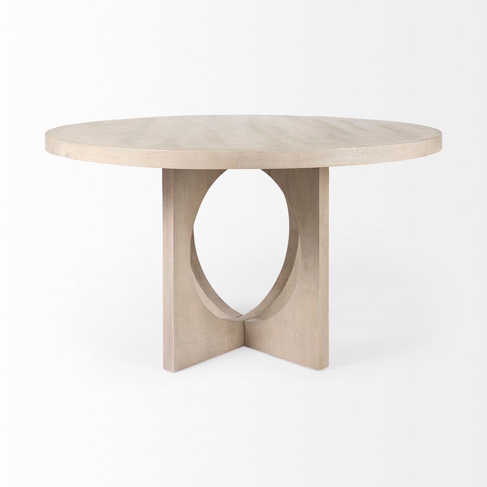 Liesl 54.L x 54.0W x 30.0H Barely Gray Finished Wood W/ Circular Top Dining Table - Image 3