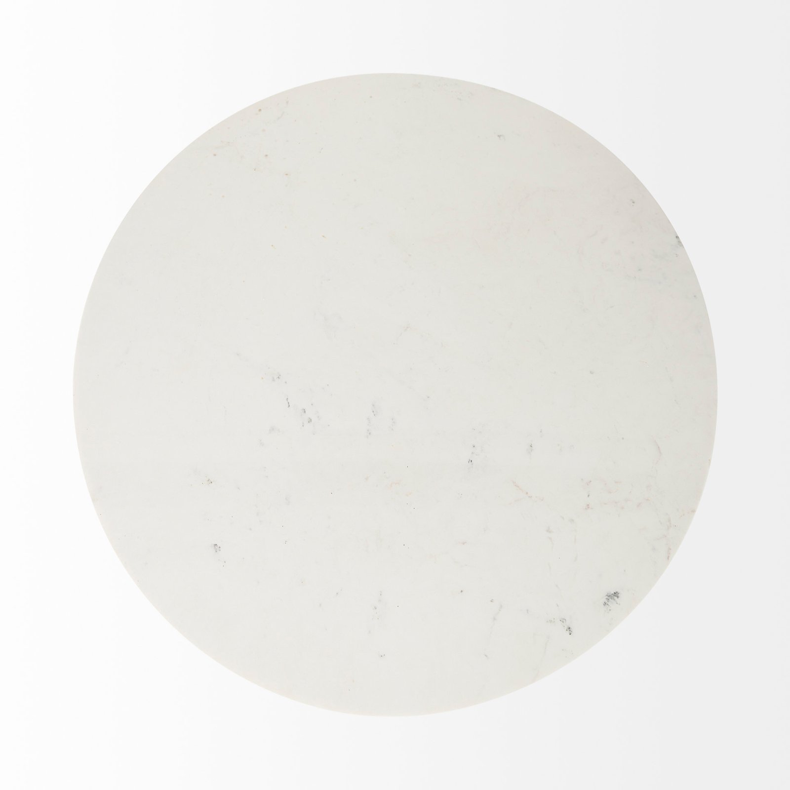 Maxwell 48L x 48W x 30H White Marble Round Top W/ Black Metal and Wood Pedestal Base Dining Table - Image 4