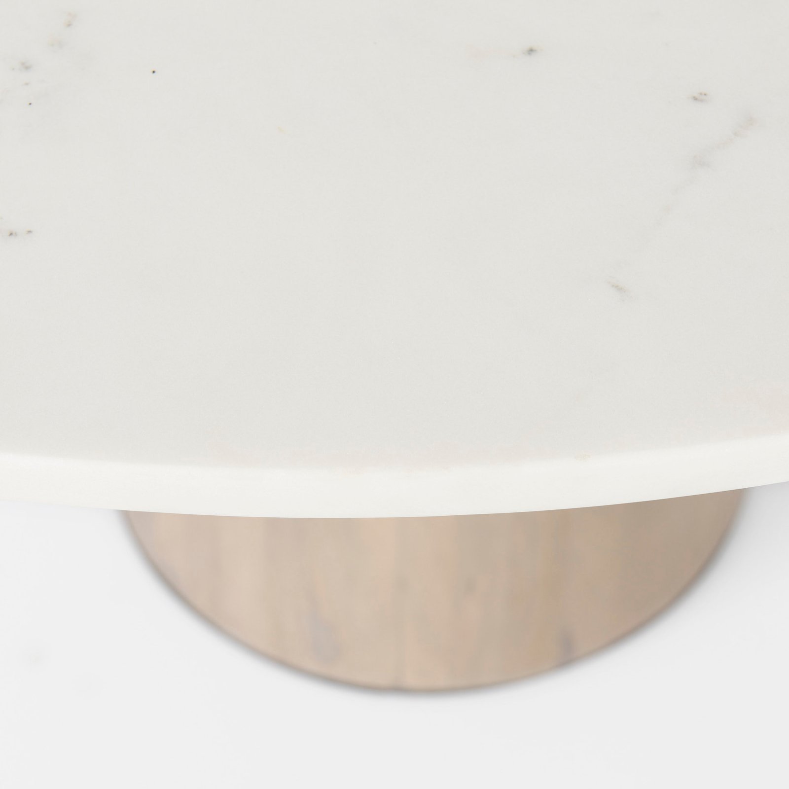 Maxwell 48L x 48W x 30H White Marble Round Top W/ Black Metal and Wood Pedestal Base Dining Table - Image 5