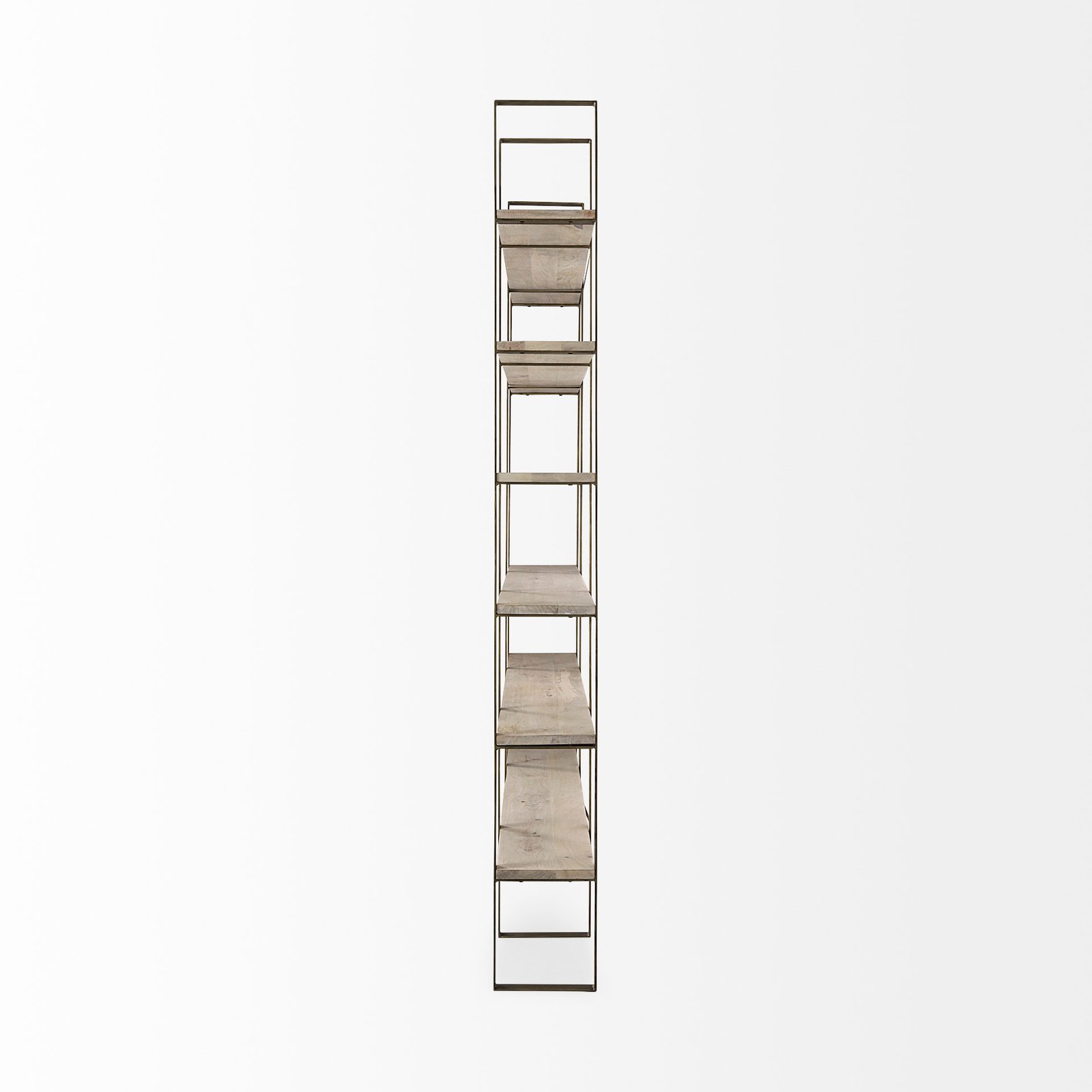 Taunton 80L x 10.5W x 90H Light Brown Wood W/ Gold Metal Frame 6 Tier Shelving Unit - Image 3