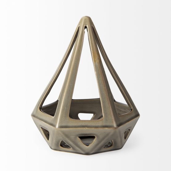 Hood 7.7L x 7.7W x 9.4H Bronze Geometric Ceramic Object - Image 2