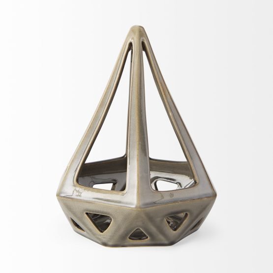 Hood 7.7L x 7.7W x 9.4H Bronze Geometric Ceramic Object - Image 3
